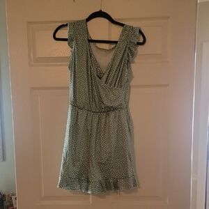 Amazon Essentials Green Ruffled V-Neck Swim One Piece